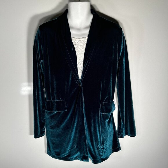 Emerald Green Velvet SZXL Blazer Boho Whimsigoth English Countryside Dark Romanc - Picture 1 of 10